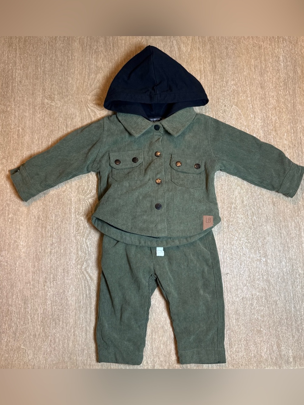 Little Bipsy Olive Green Corduroy Jacket And Pant Set Size 3-6 Mo.